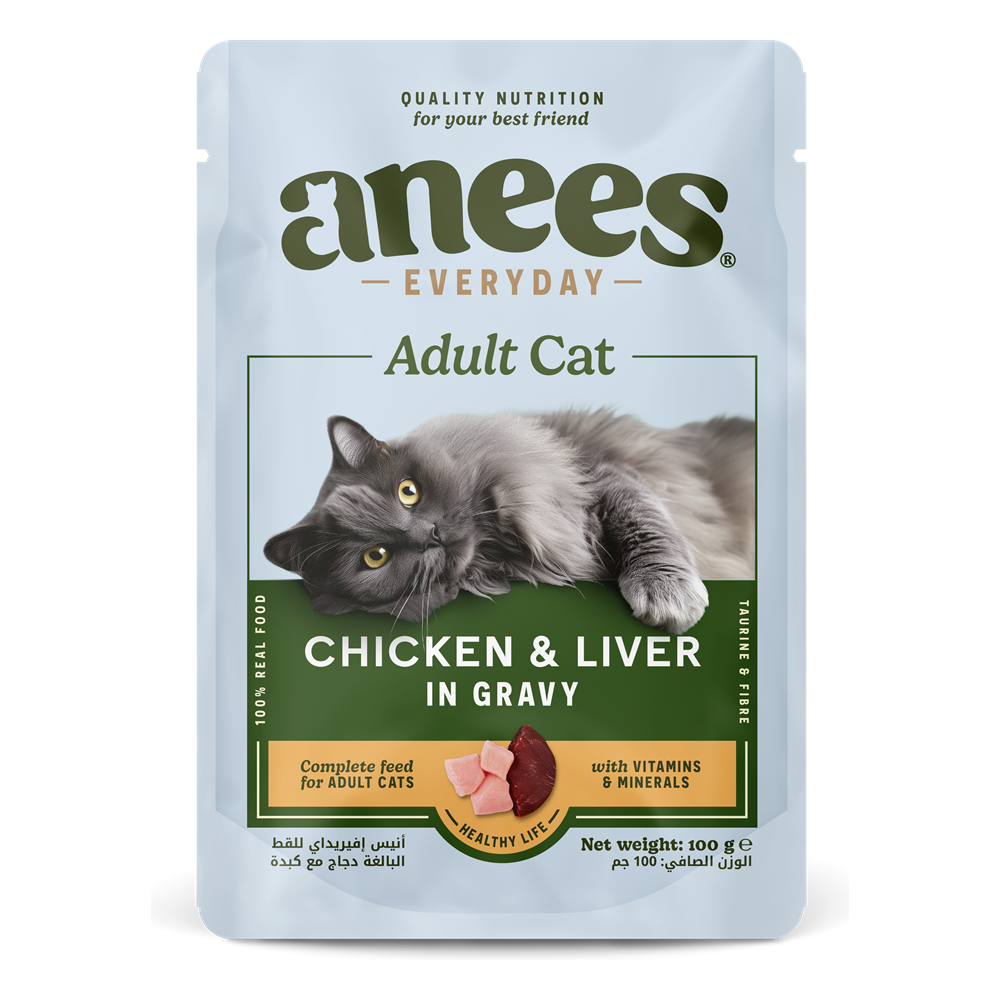 Anees Everyday Adult Cat Chicken & Liver in Gravy, 100 g pouch
