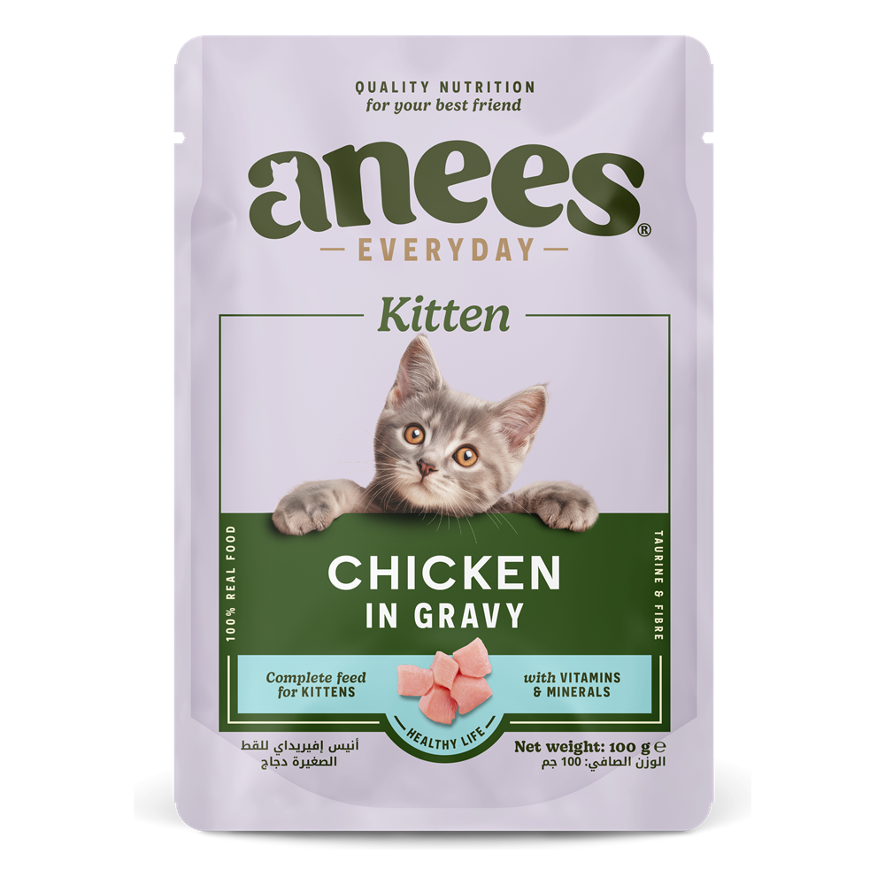 Anees Everyday Kitten Chicken in Gravy, 100 g pouch