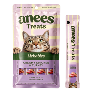Anees Treats Lickables Creamy Chicken & Turkey, pack and sachet