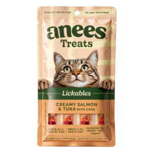 Anees Treats Lickables Creamy Salmon & Tuna with Crab, pack of 4