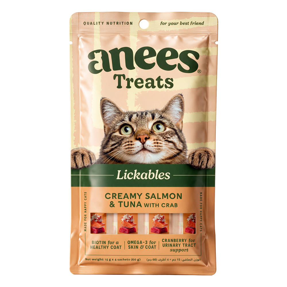 Anees Treats Lickables Creamy Salmon & Tuna with Crab, pack of 4