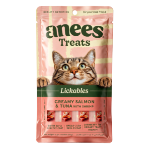 Anees Treats Lickables Creamy Salmon & Tuna with Shrimp, pack of 4