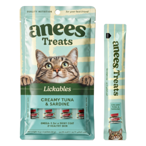 Anees Treats Lickables Creamy Tuna & Sardine, pack and sachet
