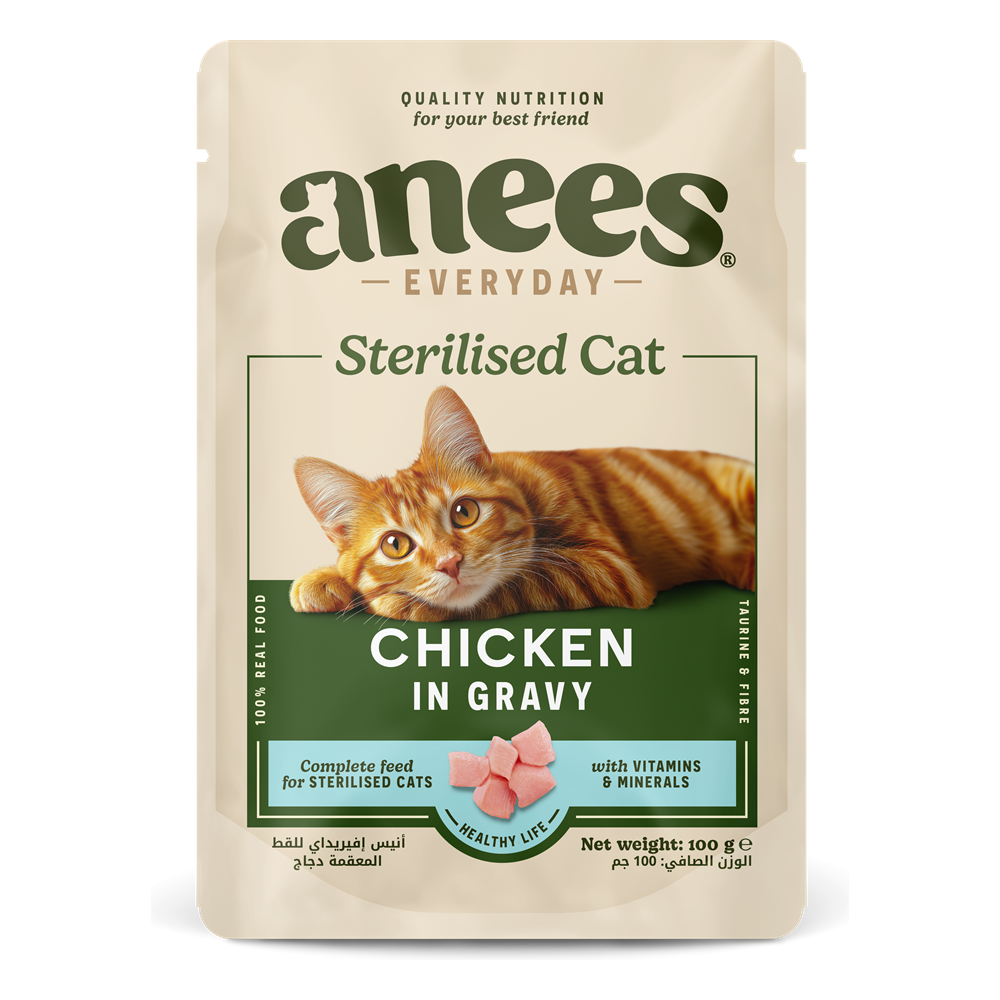 Anees Everyday Sterilised Cat Chicken in Gravy, 100 g pouch